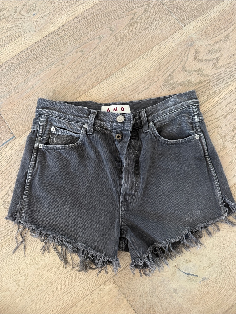AMO Black Washed Distressed Men's Denim Shorts